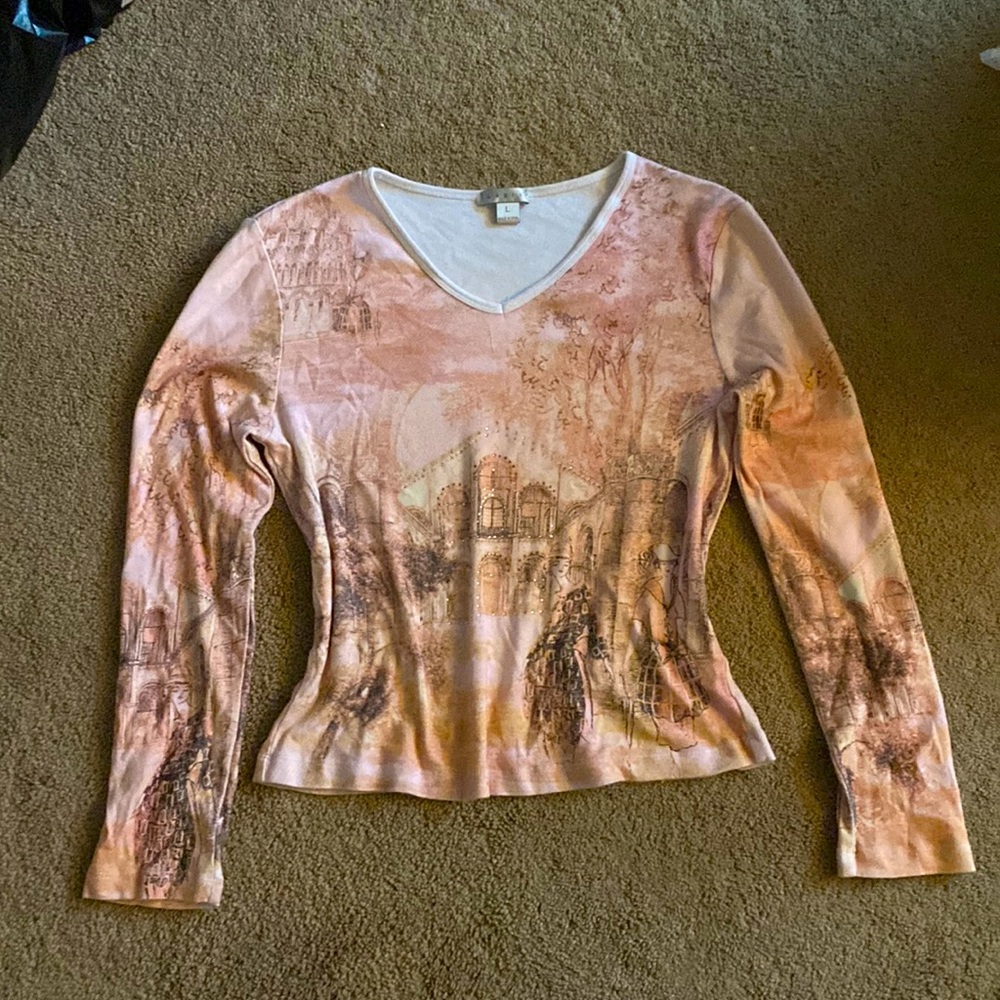 Pink Paris Long Sleeve Sweater Tee